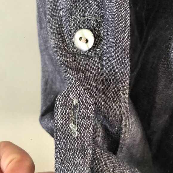 J.Jill Sz XS Linen Blend Navy Pintuck Front Banded Collar Tunic - Picture 8 of 8